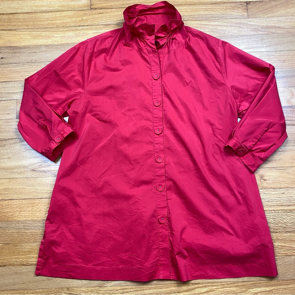 Diane Bailey Red Button Down Tunic W/ Pockets Sma… - image 1